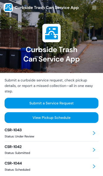 Curbside Trash Can Service App Template