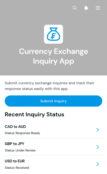 Currency Exchange Inquiry App Template