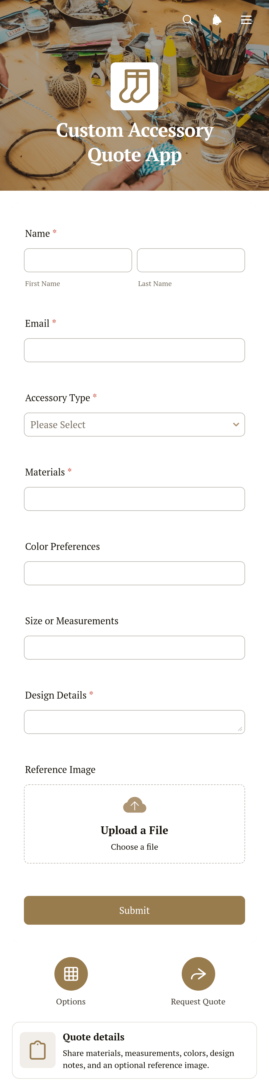 Custom Calculator Designer Custom Accessory Quote App Template | Jotform