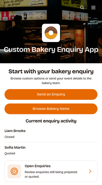 Custom Bakery Enquiry App Template