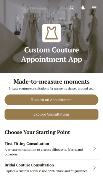 Custom Couture Appointment App Template