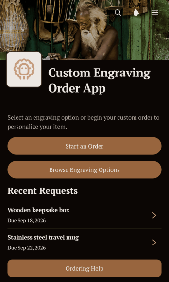 Custom Engraving Order App Template
