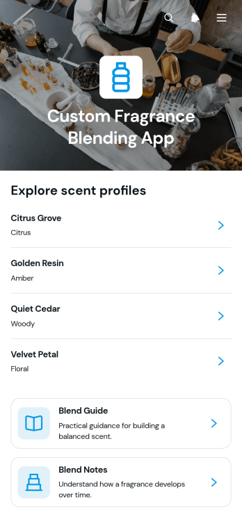 Custom Fragrance Blending App Template