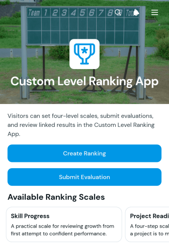 Custom Level Ranking App Template