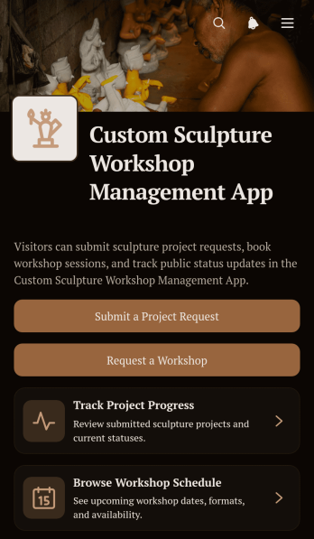Custom Sculpture Workshop Management App Template