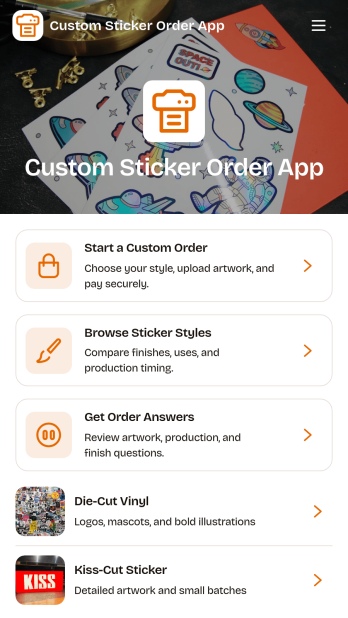 Custom Sticker Order App Template