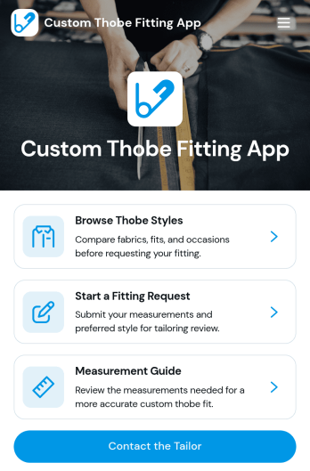 Custom Thobe Fitting App Template