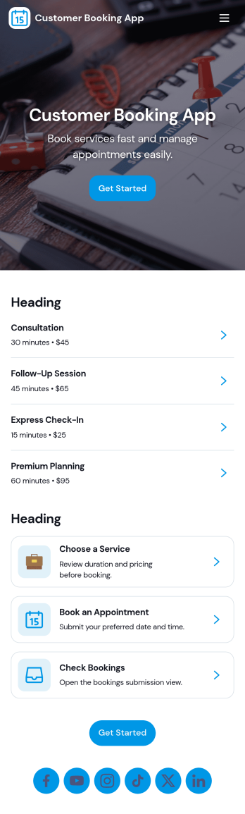 Customer Booking App Template