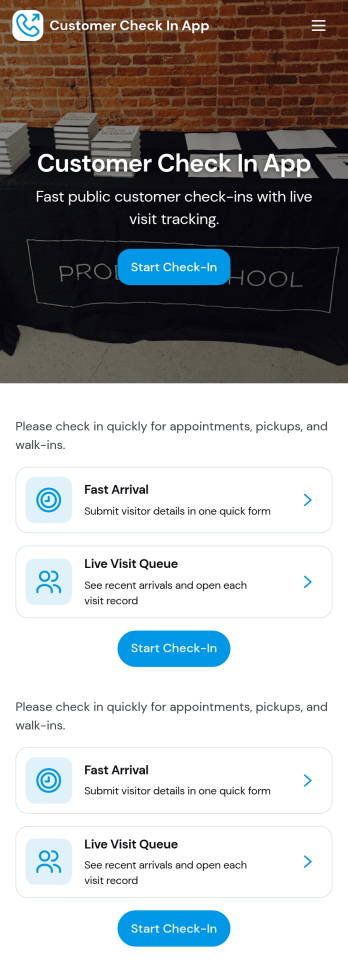 Customer Check In App Template