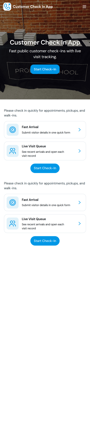 Customer Check In App Template