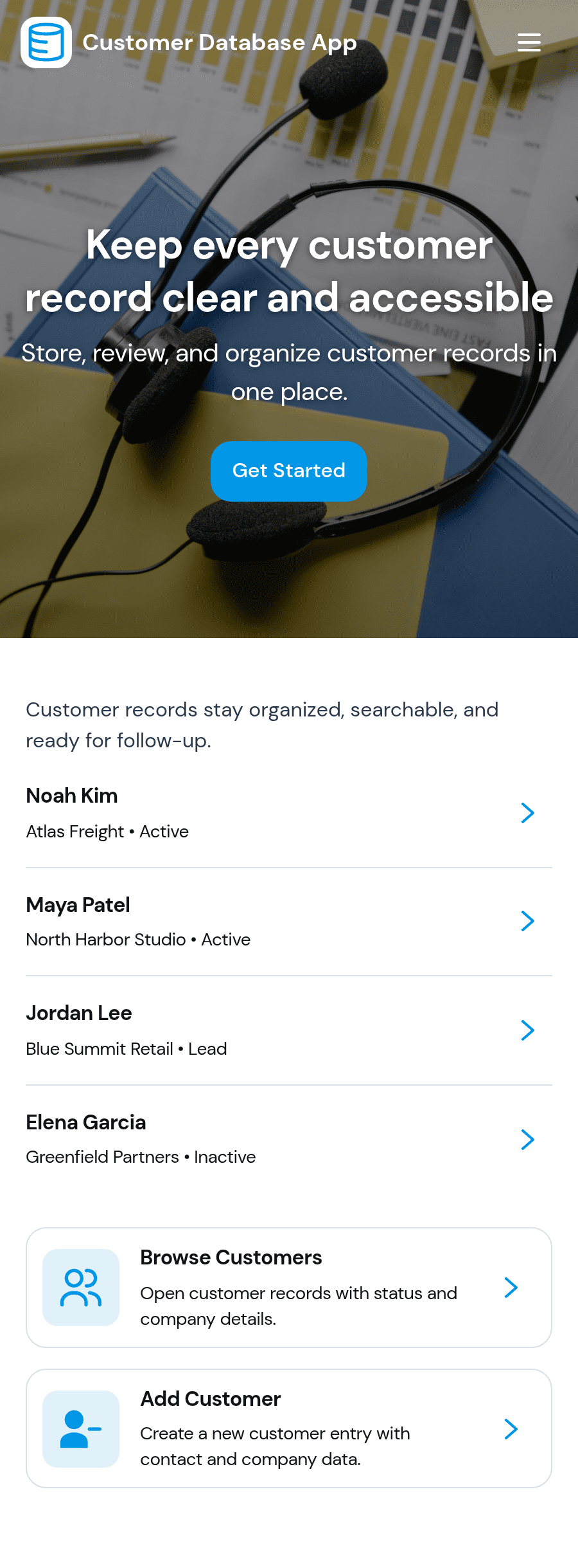 Customer Database Theme Customer Database App Template | Jotform