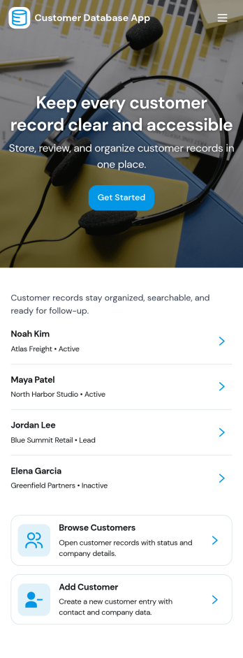 Customer Database App Template