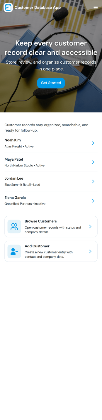 Customer Database App Template