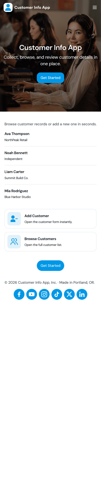 Customer Info App Template