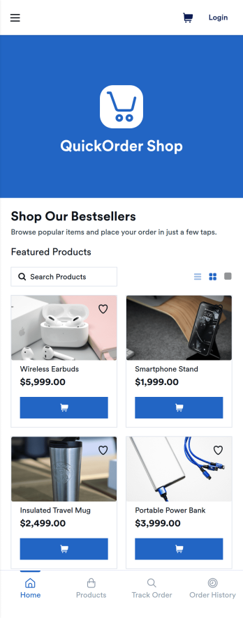 Customer Order App Template