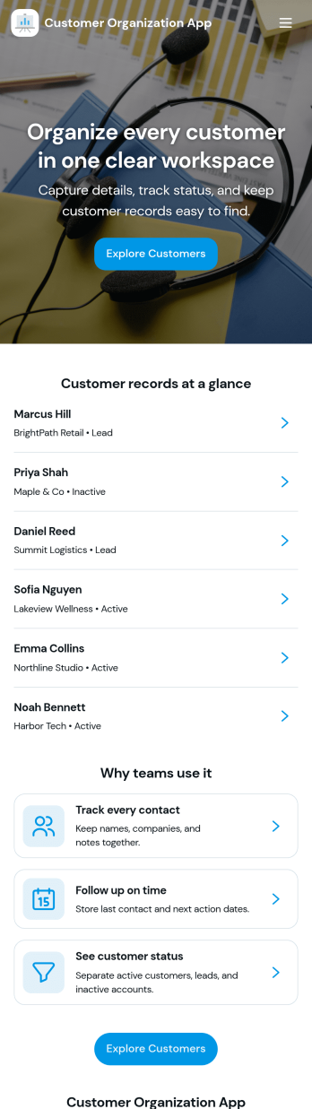 Customer Organization App Template