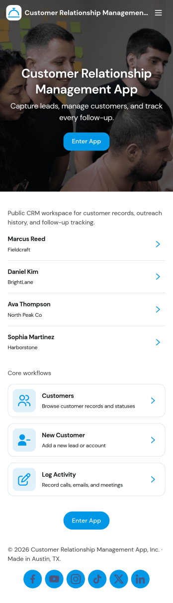 Customer Relationship Management App Template