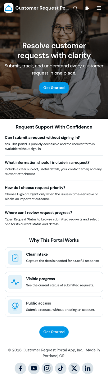 Customer Request Portal App Template