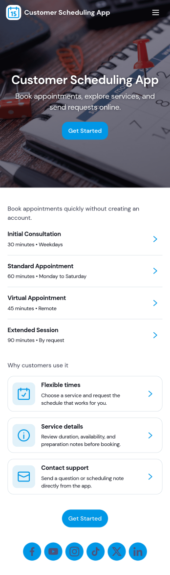 Customer Scheduling App Template