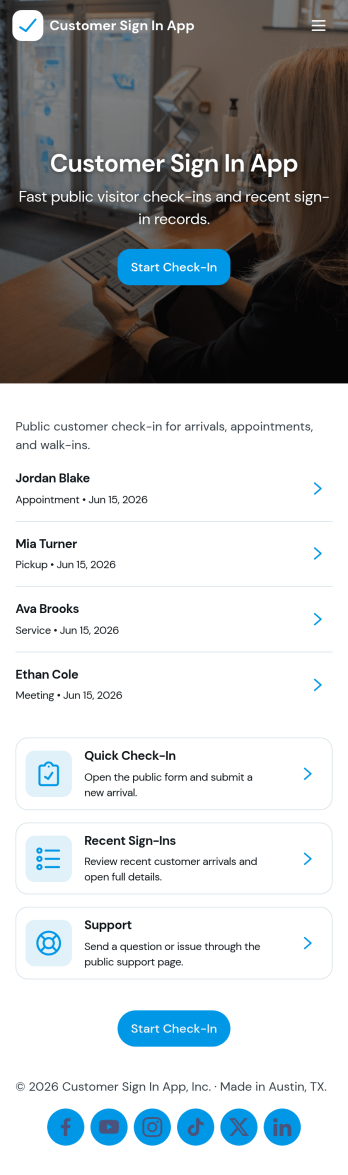 Customer Sign In App Template