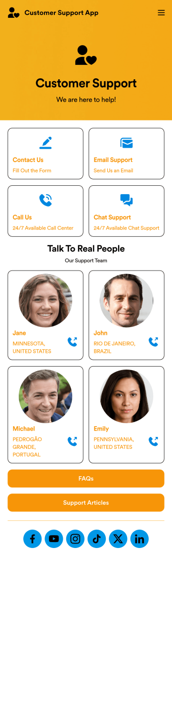 Customer Support App Template