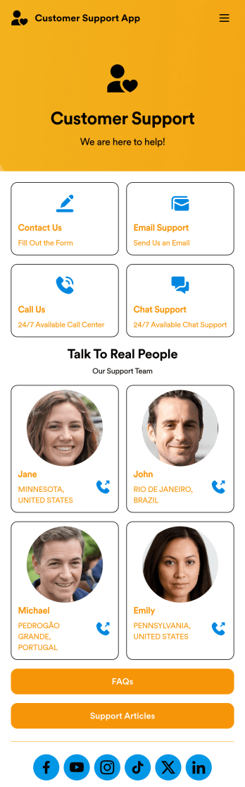 Customer Support App Template