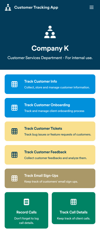 Customer Tracking App Template