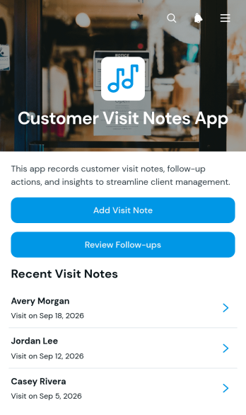 Customer Visit Notes App Template