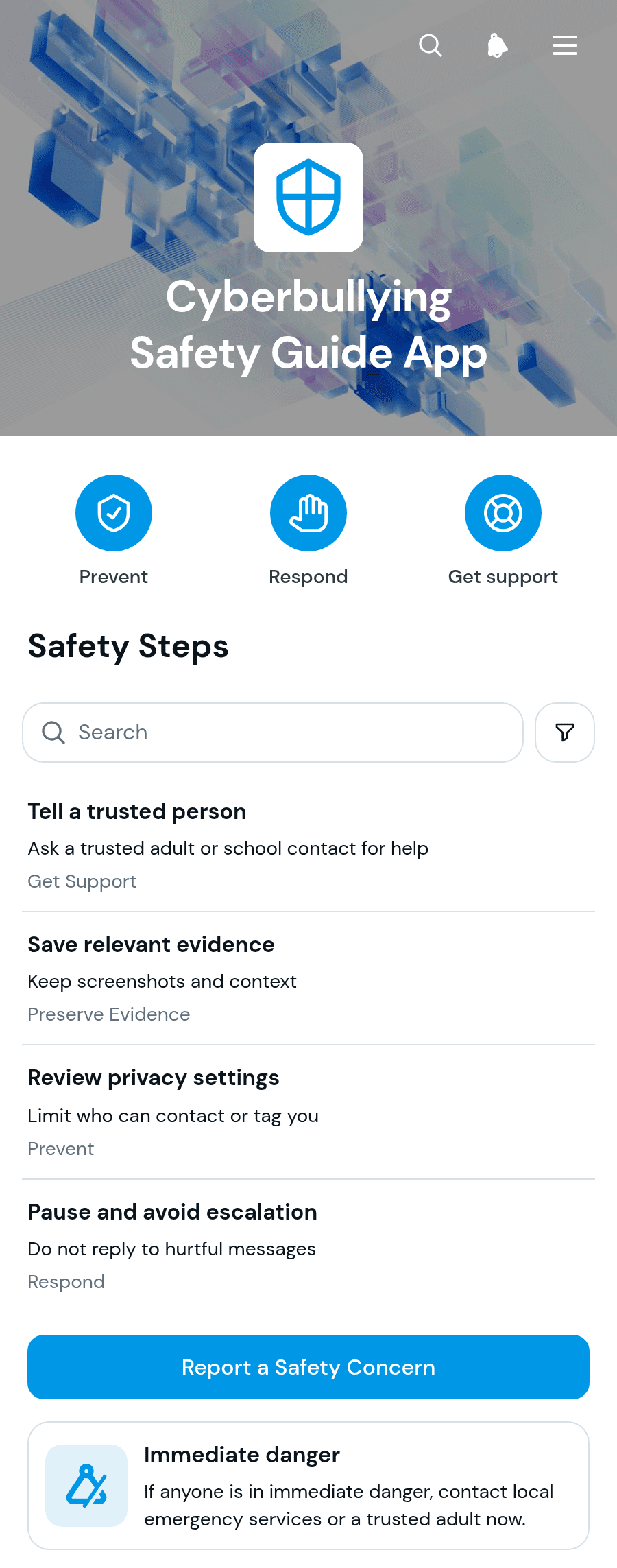 Cyberbullying Safety Guide App Template | Jotform
