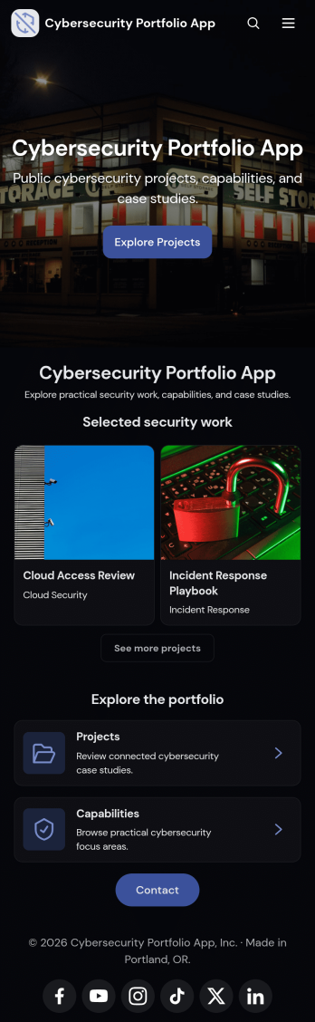 Cybersecurity Portfolio App Template