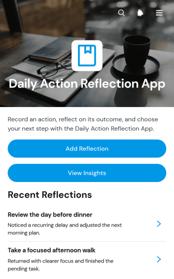 Daily Action Reflection App Template