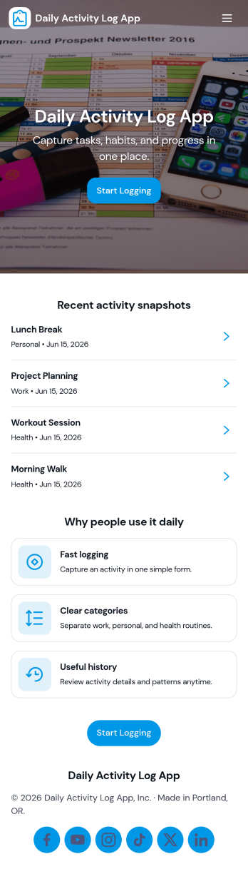 Daily Activity Log App Template