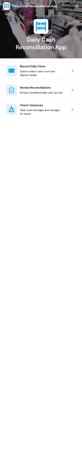 Daily Cash Reconciliation App Template