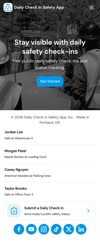 Daily Check In Safety App Template