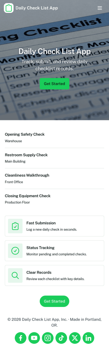 Daily Check List App Template
