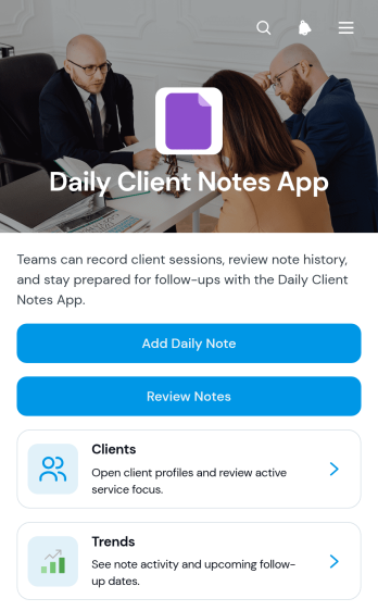 Daily Client Notes App Template