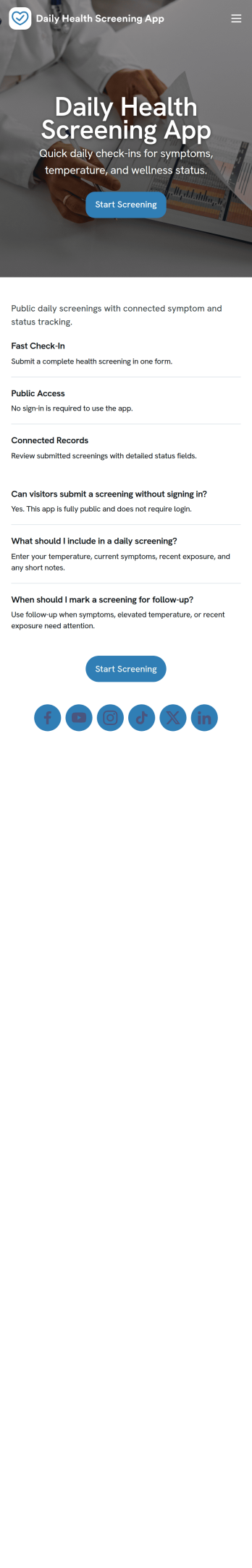 Daily Health Screening App Template