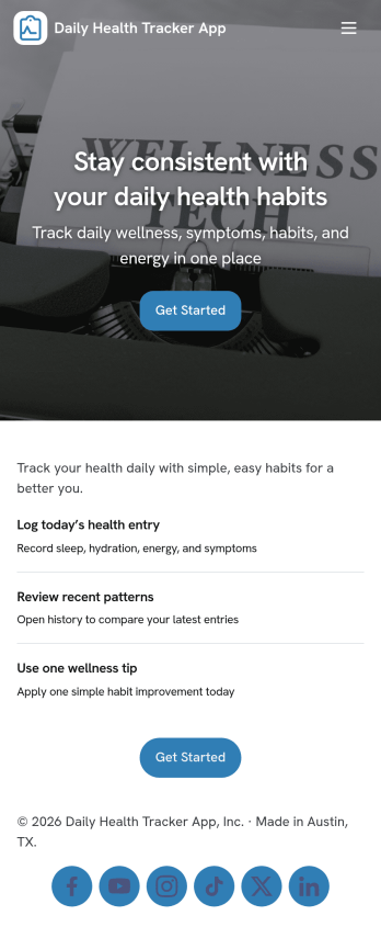Daily Health Tracker App Template