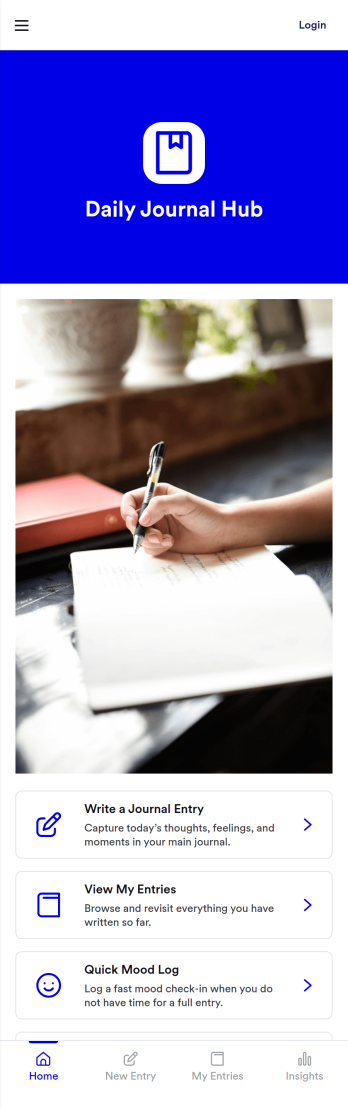Daily Journal Hub App Template