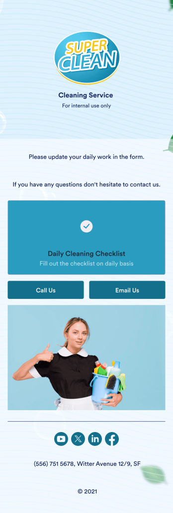 Daily Office Cleaning Checklist App Template