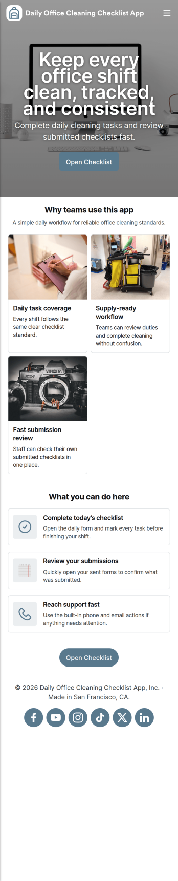 Daily Office Cleaning Checklist App Template
