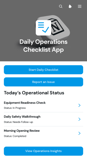 Daily Operations Checklist App Template