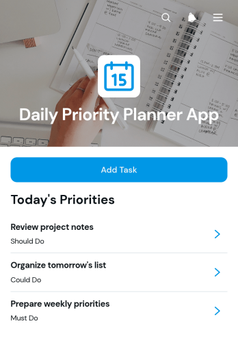Daily Priority Planner App Template