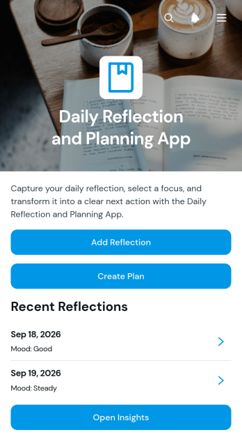 Daily Reflection and Planning App Template