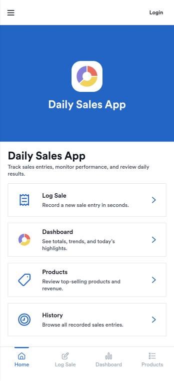 Daily Sales App Template