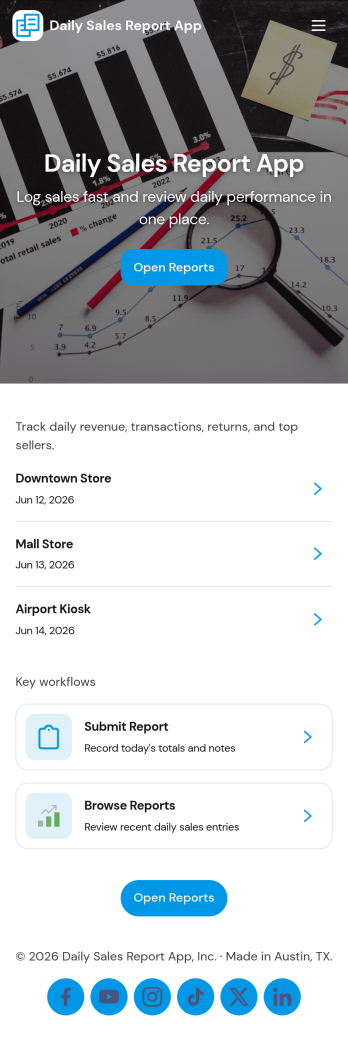 Daily Sales Report App Template