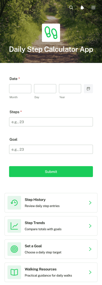 Daily Step Calculator App Template