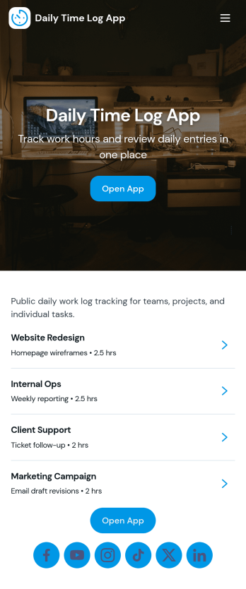 Daily Time Log App Template