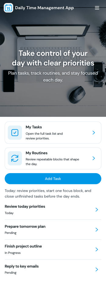 Daily Time Management App Template