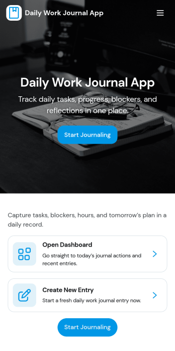 Daily Work Journal App Template